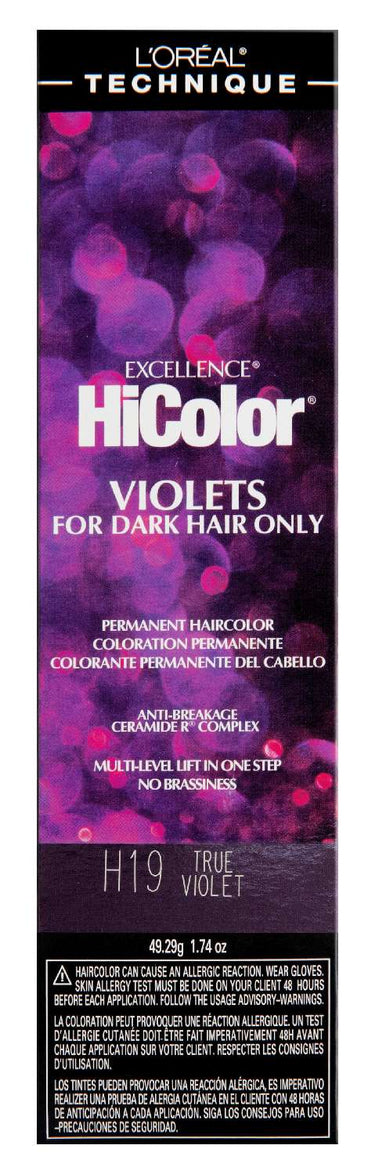 L'Oréal Technique Excellence HiColor H19 True Violet - Permanent Hair Color for Dark Hair - ANNS BEAUTY SUPPLY